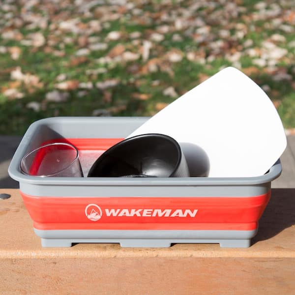 Wakeman 10L Collapsible Portable Camping Wash Basin - Red