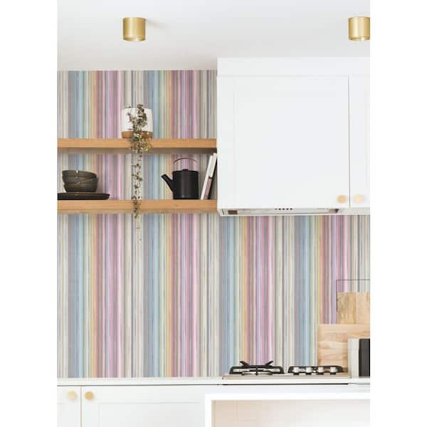 Striped Sunset Purple Rainbow Peel and Stick Wallpaper