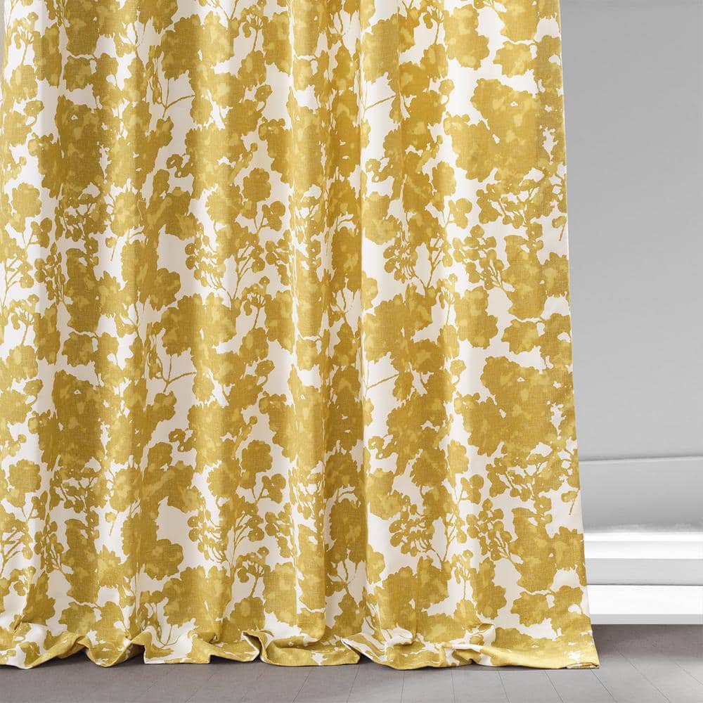 Fleur Gold 108" Cotton Room-Darkening Curtain Panel