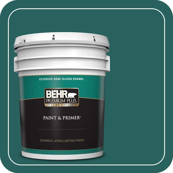 BEHR PREMIUM PLUS 5 gal. #MQ6-5 Verdant Forest Semi-Gloss Enamel Exterior Paint & Primer