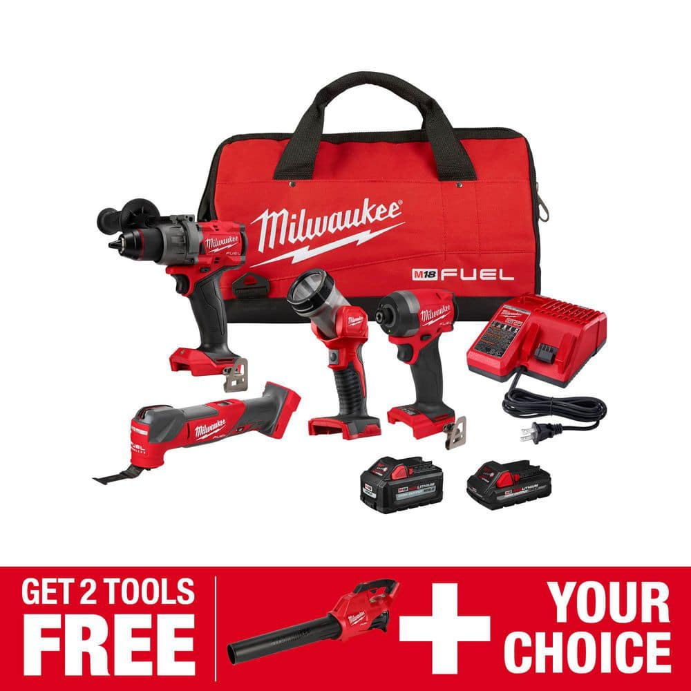 Milwaukee M18 FUEL 18-Volt Lithium-Ion Brushless Cordless Combo Kit (4-Tool) with FUEL Blower -  3698-24-2724