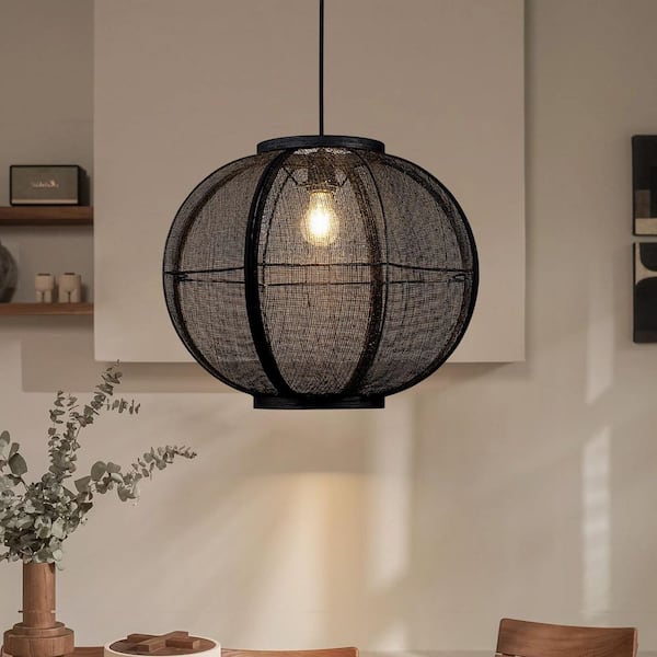 Carter 1-Light 19.7 in. Black Woven Pendant Light