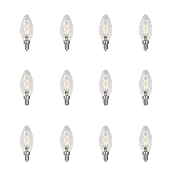 Feit Electric 25-Watt Equivalent B10 Dimmable Candelabra Clear Glass Vintage LED Light Bulb w/Spiral Filament Bright White (12-Pack)