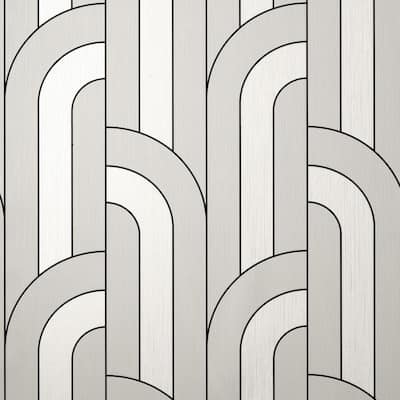 Ezra Grey Arch Vinyl Non-Pasted Matte Wallpaper