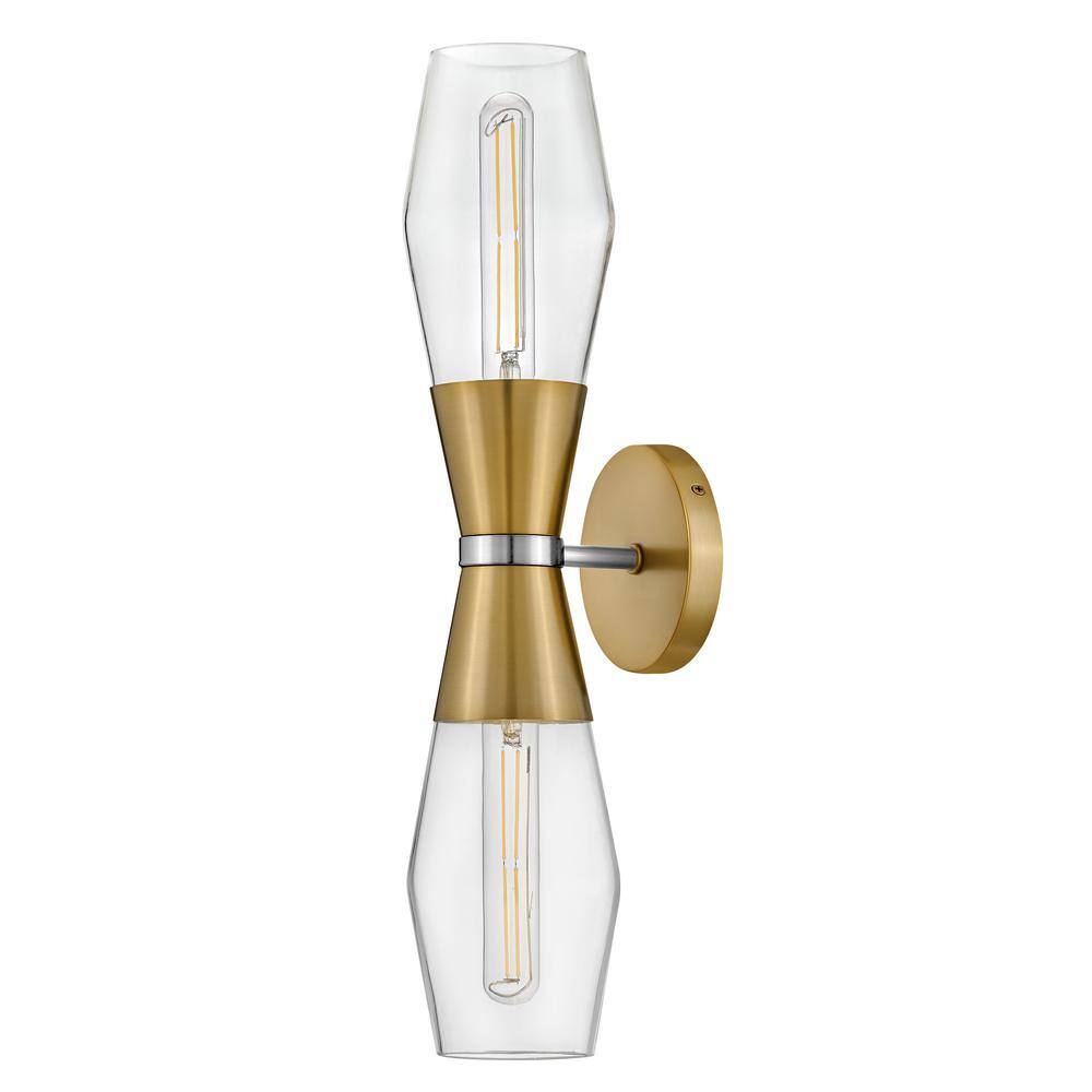 Livie Lacquered Brass and Clear Glass 2-Light Wall Sconce