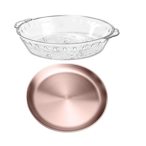 3 Set 11.8 in. Chilled Serving Tray for Parties with Compartments for Fruit, Seafood, Veggie, Cocktail, Rose Gold