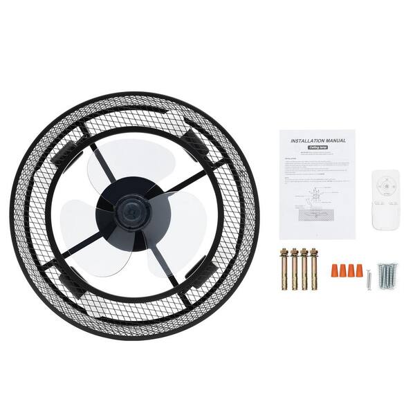 OUKANING 18 in. 4-Light Retro Industrial Style Indoor Black