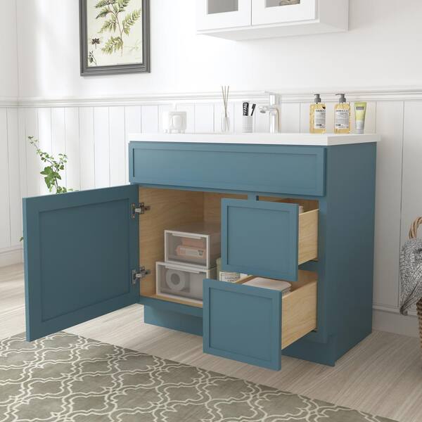 Vanity Art 36 in. W x 21 in. D x 32.5 in. H 2-Right-Drawers Bath Vanity Cabinet without Top in Sea Green