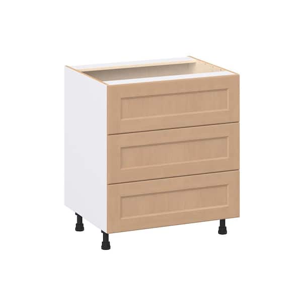 Lakewood Sugar Cookie Shaker Assembled Base Kitchen Cabinet with Three 10 in. Drawers (30 in. W x 34.5 in. H x 24 in. D)