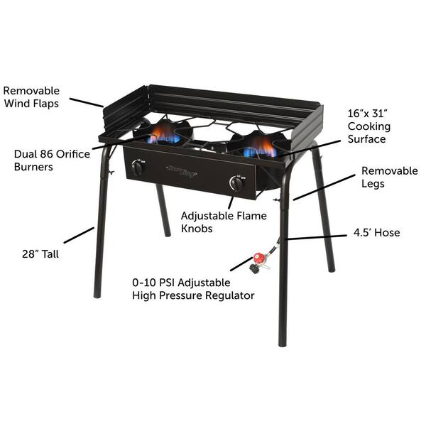 Master Chef Flame Gas Grill  21" Dual LP Propane Regulator & Two Hoses QCC1 New 