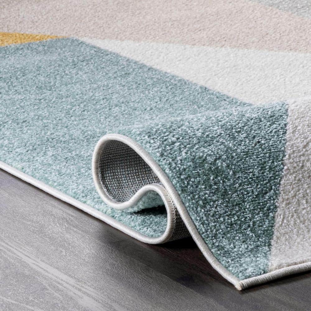 Gray and Multicolor Abstract Synthetic Area Rug, 6.5 x 9 ft