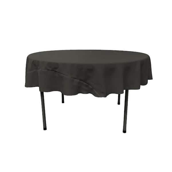La Linen Black 72 In Round Polyester, Black Round Table Cloth