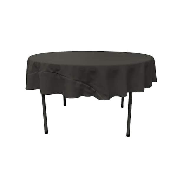 Black 72 in. Round Polyester Poplin Tablecloth