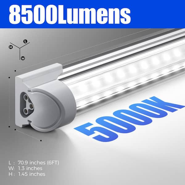 6ft 60-Watt T8 LED Shop Light, 8500LM 5000K Daylight Linkable