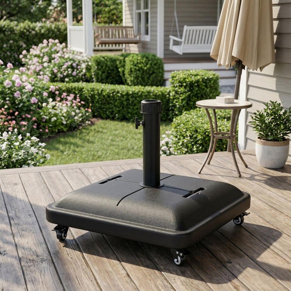 black patio umbrella base Outsunny for Outdoor & Poolside Umbrellas Built from powder Square Patio Umbrella Base with