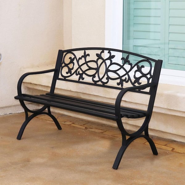 Maypex 4 ft. Steel Outdoor Patio Porch Chair Loveseat Bench