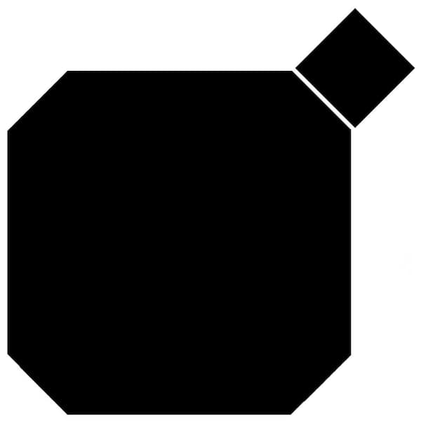Merola Tile Monocolor Octagon Nero with Taco Nero 12 in. x 12 in. Ceramic Floor and Wall Take Home Tile Sample
