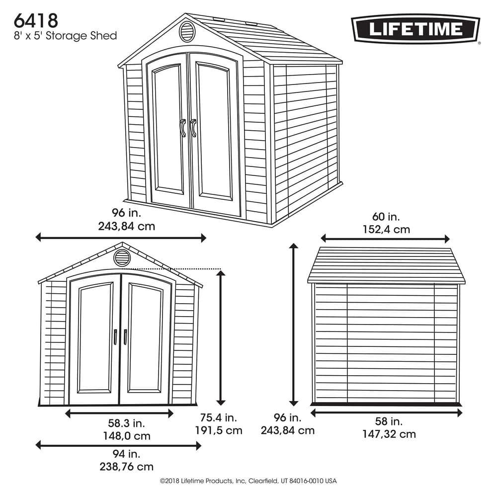 Beige and Brown Polyethylene Outdoor Storage Shed with Windows
