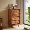Unbranded Bevel Design Dresser Brown 4-Drawer 20 in. W Chest of Drawers Vintage-Style Storage Tower Unit Dresser for Bedroom W-ZT-578132027