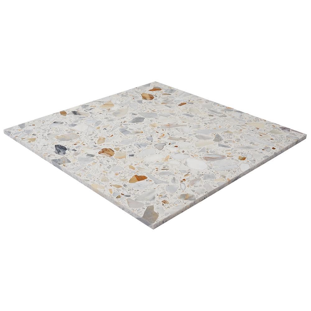 Calacatta White/Cream Large Format Honed Terrazzo Floor and Wall Tile