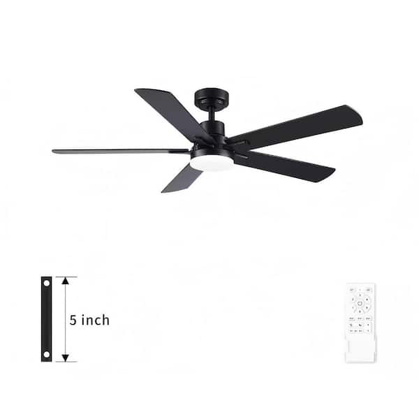 Jushua 52 in. Black Lowe Profile Ceiling Fan with Light