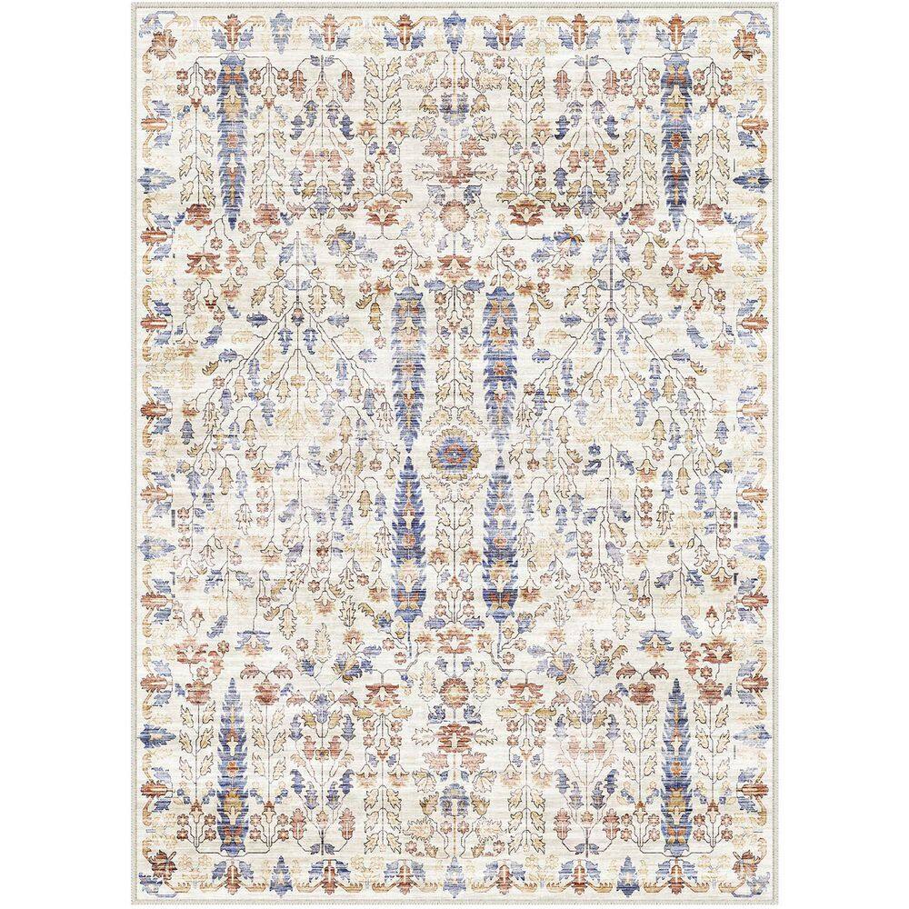Ivy Blue/Orange 8 ft. x 10 ft. Washable Vintage Floral Area Rug price history on PriceWatchPro
