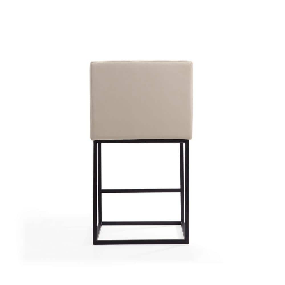 Ambassador Cream and Black Leather Metal Counter Stool