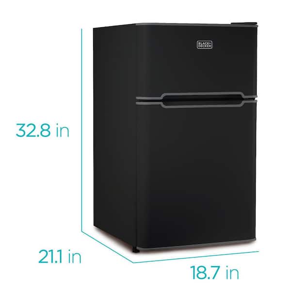 3.1 cu. ft. 2-Door Mini Fridge in Black with True Freezer
