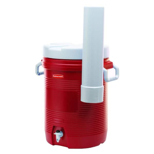 Rubbermaid 5 Gal. Red Water Cooler with Cup Dispenser 1840998