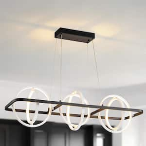 Carlos 6-Light Black with White Modern/Contemporary Orbit Globe Integrated LED Chandelier