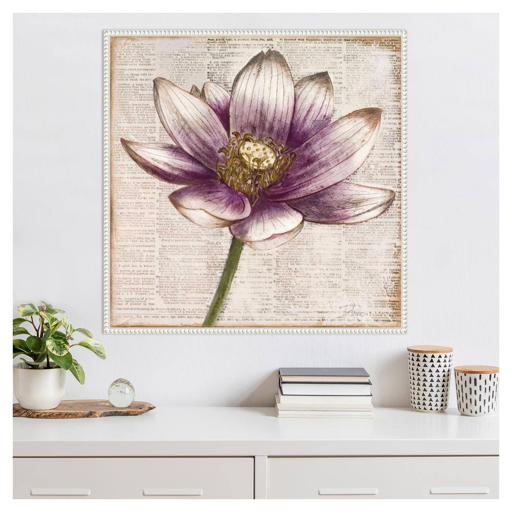 Patricia Pinto Framed Lotus Flower Canvas Art with Beaded Perimeter