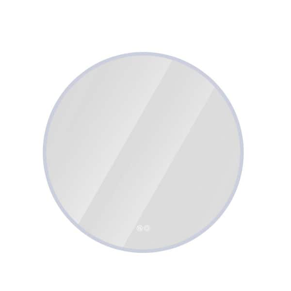 Unbranded 32 in. W x 32 in. H Round Frameless Wall Bathroom Vanity Mirror in Silver with Anti-Fog, LED, Dimmable, for Decor, Bath
