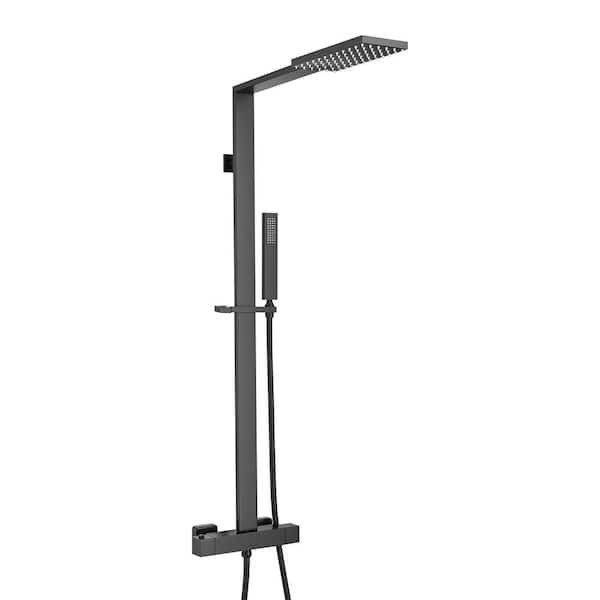 Unbranded Single Handle 2-Spray Patterns 2 Showerheads Shower Faucet Set 1.8 GPM with High Pressure Hand Shower in Matte Black