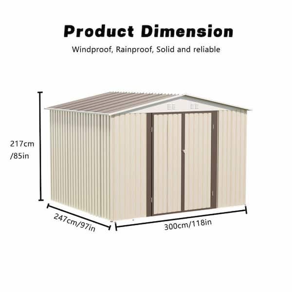 10 ft. W x 8 ft. D Metal Apex Roof Outdoor Storage Shed with