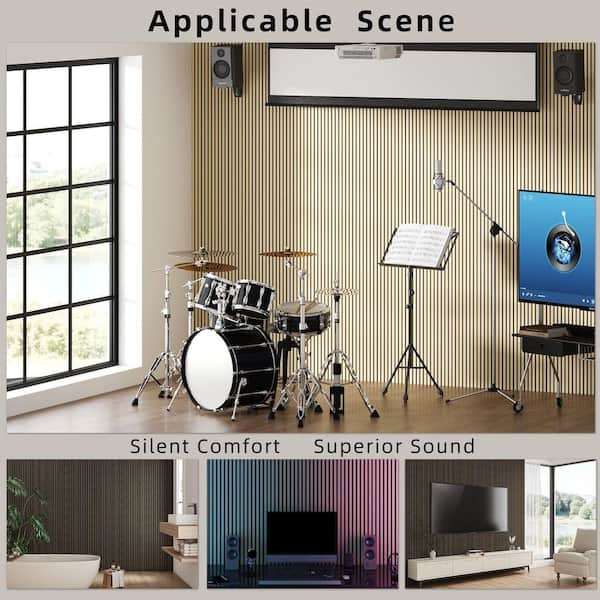 Lirago 23.6 in. x 23.6 in. Light Brown Wood Soundproofing Wall