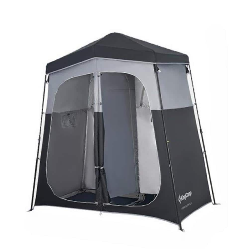 2-Person Oxford Outdoor Shower Tent for Camping, Portable Instant Pop Up Privacy Tents & Weather-Proof in Black and Gray