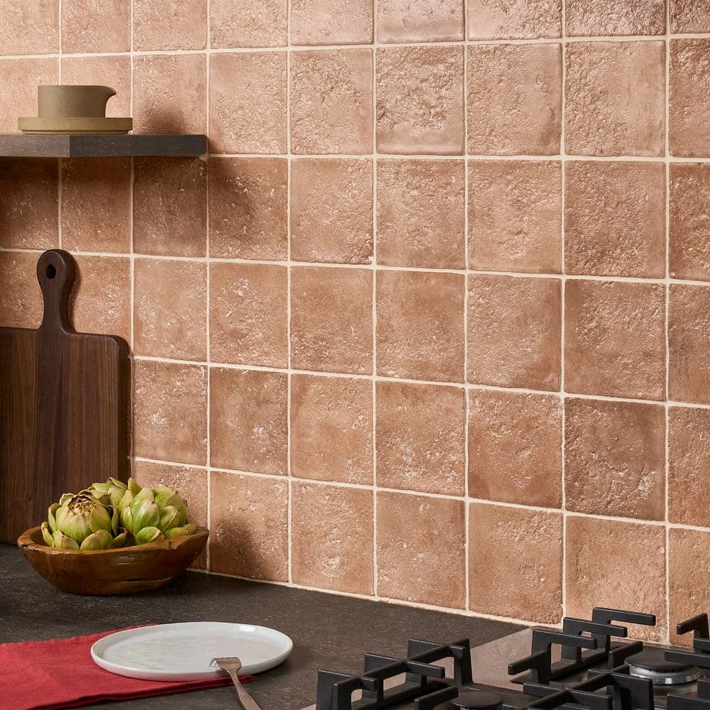 Terracotta Textured Ceramic Wall Tile for Kitchen and Bathroom