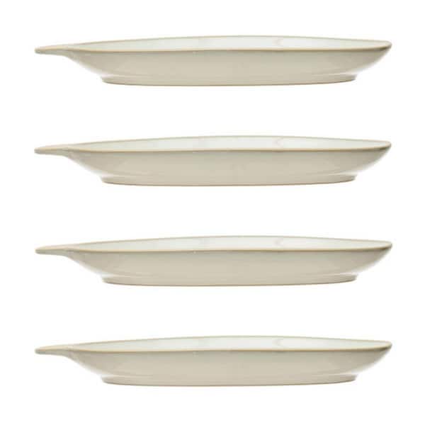 Storied Home 11 in. White Stoneware Oval Platter (Set of 4)