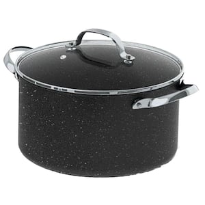 The Rock 6 qt. Round Aluminum Nonstick Casserole Dish in Black Speckle with Glass Lid