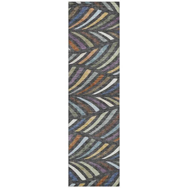 Chantille Machine Washable Indoor/Outdoor Abstract ACN2475 Charcoal 2 ft. x 7 ft. Runner Rug