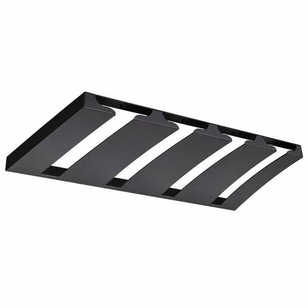 Matte Black Stainless Steel 16.5 in. 4 Row Wine Glass Holder Under Shelf Glassware Drying for Bar Restaurant
