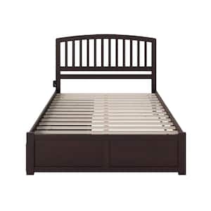 Richmond Espresso Queen Solid Wood Storage Platform Bed with Flat Panel Foot Board and 2 Bed Drawers