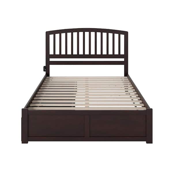 AFI Richmond Espresso Queen Solid Wood Storage Platform Bed with Flat Panel Foot Board and 2 Bed Drawers