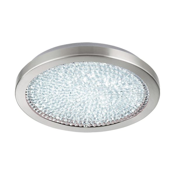 Eglo Arezzo 2 11.02 in. W x 2.16 in. H Chrome Integrated LED Semi-Flush Mount with Crystal Infused Glass Shade