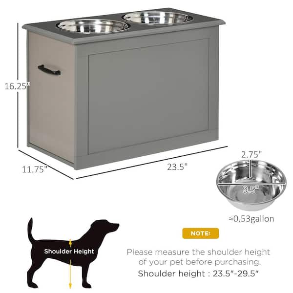 PawHut Large Elevated Dog Bowls with Storage Drawer Containing 11L  Capacity, Raised Dog Bowl Stand Pet Food Bowl Dog Feeding Station, White