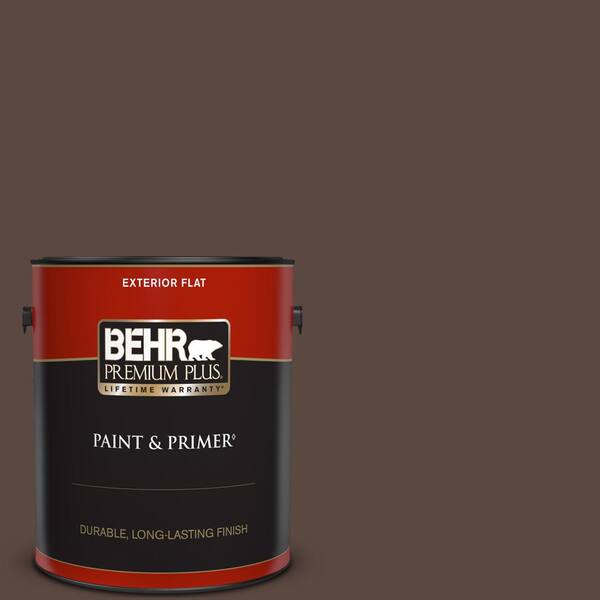 BEHR PREMIUM PLUS 1 gal. #N170-7 Baronial Brown Flat Exterior Paint & Primer