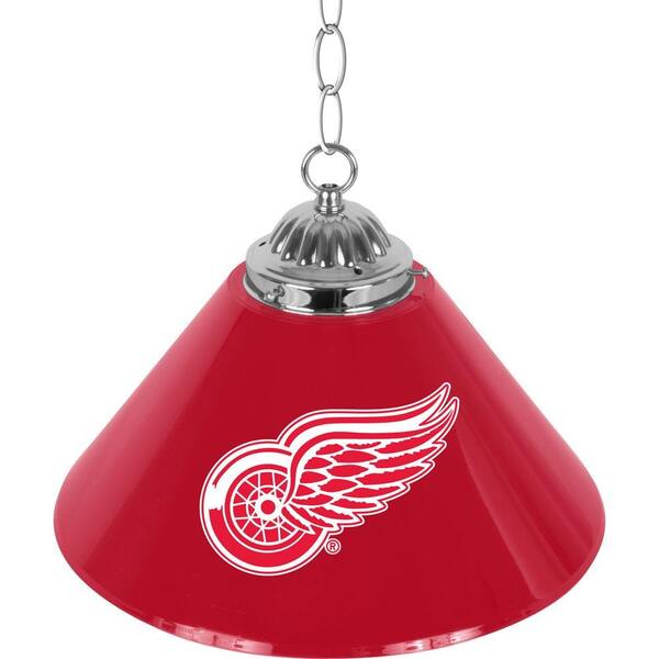 Trademark NHL Detroit Redwings 14 in. Single Shade Stainless Steel Hanging Lamp