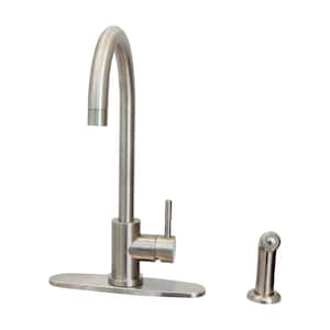 Single Handle High Spout Kitchen Faucet with Matching Quick Connect Side Sprayer in Stainless Steel