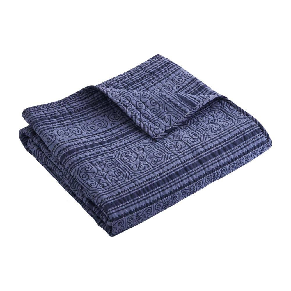 Tolteca Indigo Cotton Quilted Throw Blanket 50x60