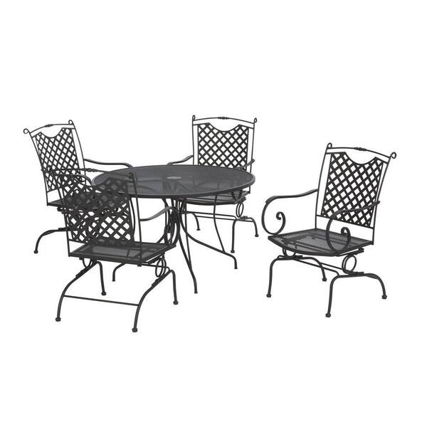 Unbranded Black Wrought Iron 5-Piece Lattice Back Patio Dining Set -DISCONTINUED
